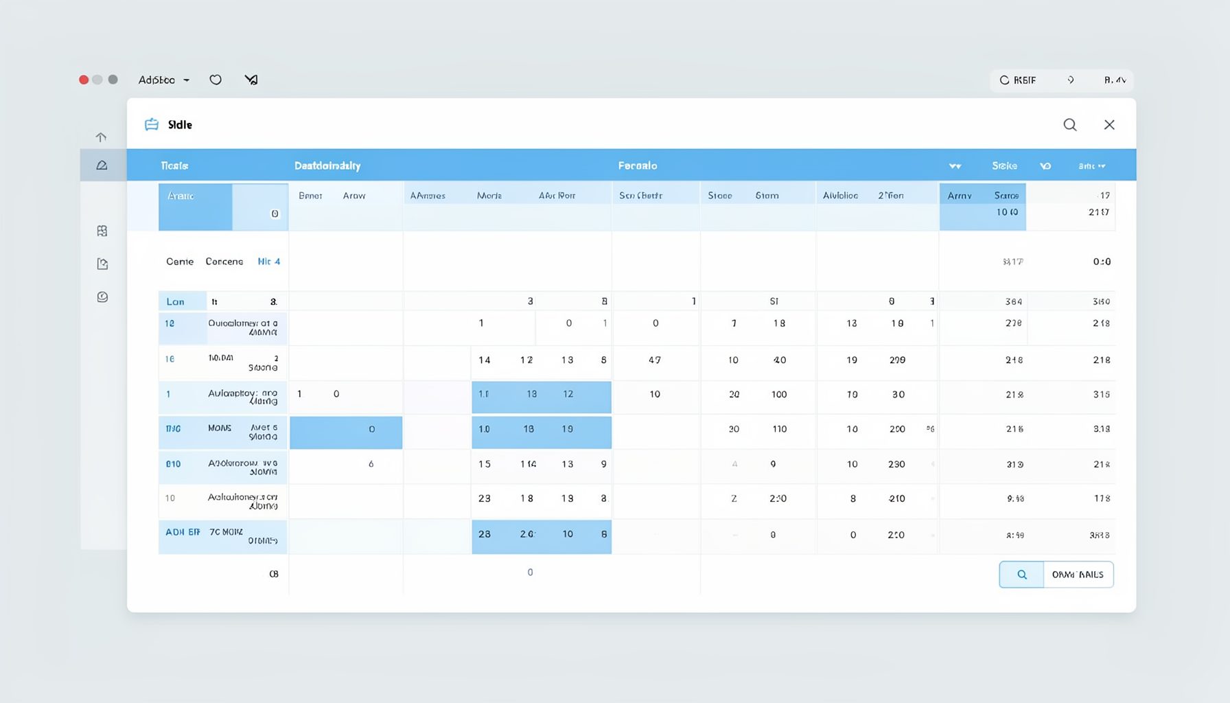 A clean dashboard-style overview of a sports facility schedule with calendar grids and availability indicators in soft blue and white tones